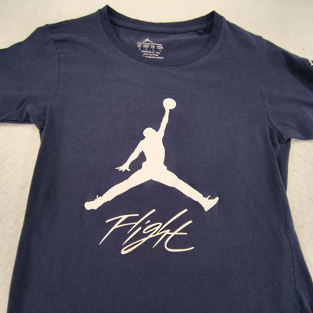 Nike Air Jordan Short Sleeve Graphic T-Shirt Youth Boys Size Large L Navy Blue